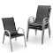 Set of 4 Patio Dining Chairs Stackable Armrest Space Saving Garden - Black