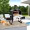 2-Layer Pizza Oven with Removable Cooking Rack and Folding Legs - black