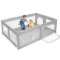 Baby Playpen with Mat, 59x59inch Playpen for Babies and Toddlers - Gray