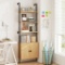 Giantex Ladder Bookshelf with Cabinet - Natural Wood