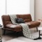 Giantex Futon Sofa Bed, Convertible Memory Foam Futon Couch Sleeper - Brown Leather