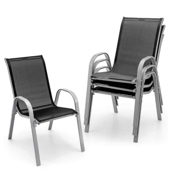 Outdoor Stackable Chairs Set of 4 Patio Chairs