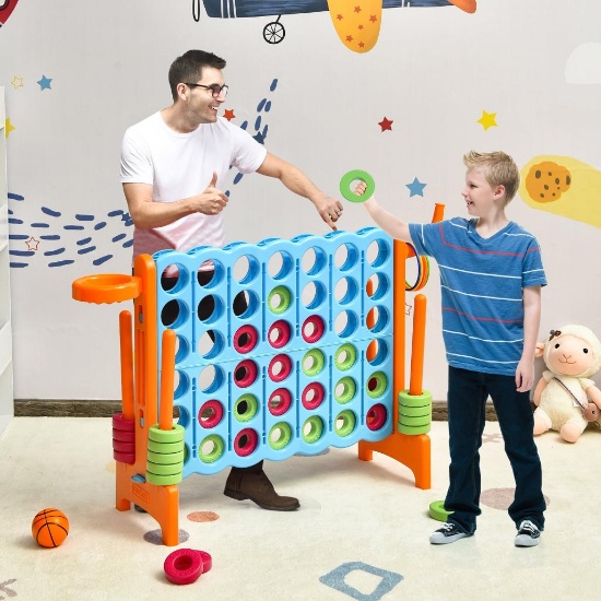 Costway 4-in-A Row Giant Game Set w/Basketball Hoop