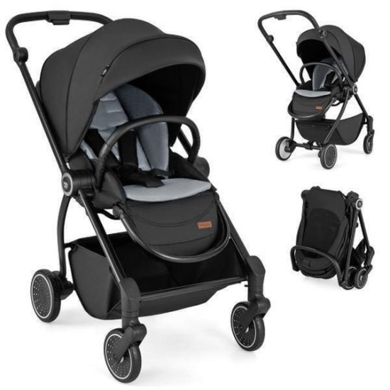 Costway Foldable Infant Stroller with Reversible Seat Reclining Backrest - Black #BC10245BK