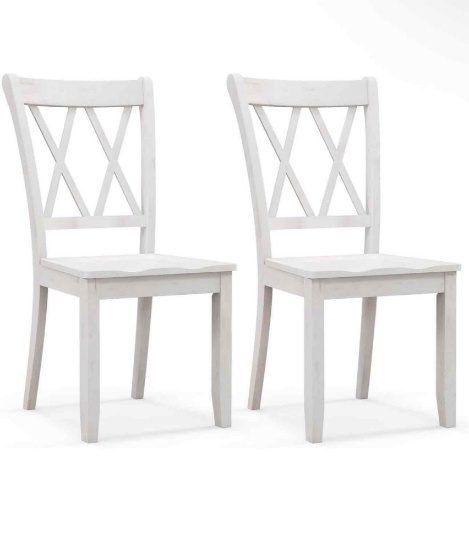 Wood Dining Chairs Set of 2 Cream