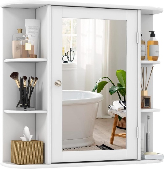 Tangkula Bathroom Medicine Cabinet with Mirror - White #JV10446WH