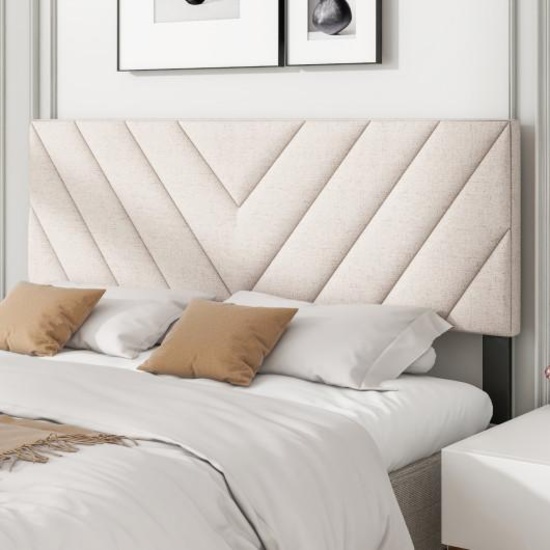 Hivvago Linen Upholstered Headboard for Full and Queen Size -Beige