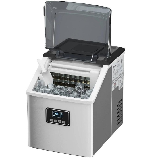 Costway Stainless Steel Ice Maker Machine Countertop 48Lbs/24H Self-Clean EP24525US