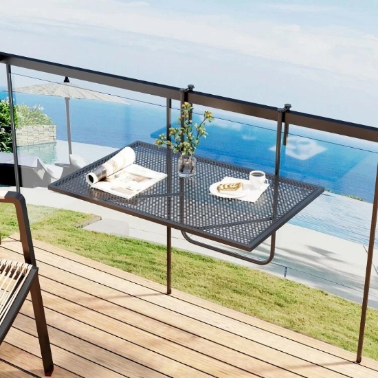 Outdoor Folding Balcony Hanging Metal Desk/Table With Adjustable Hanging Hook JV11633DK