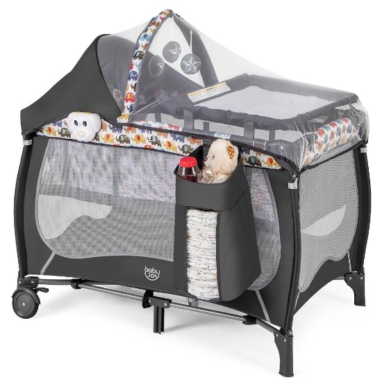 4 in 1 Pack and Play, Portable Baby Playard with Bassinet