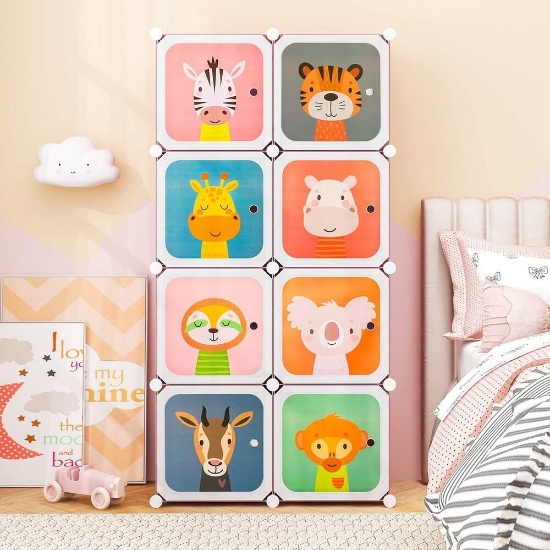 Costway Pink 8 Cube Baby Closet Organiser