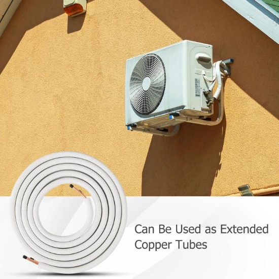 25 Feet Mini Split Line Set with 1/4 Inch and 1/2 Inch O.D. Copper Pipes Tubing EP25674