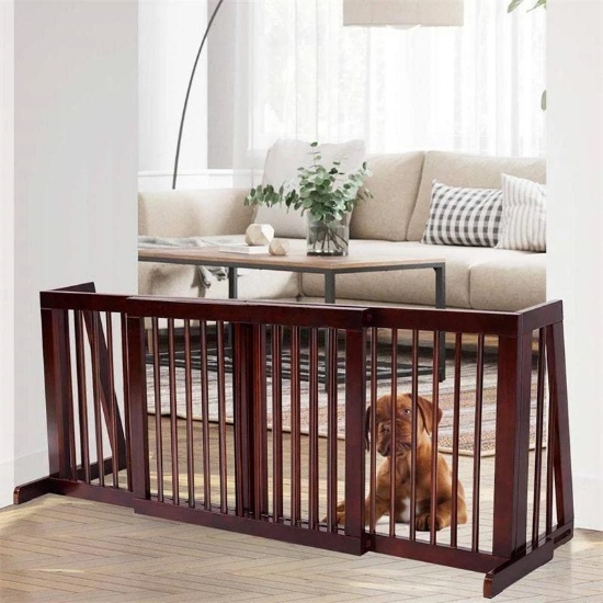 Costway Folding Adjustable Free Standing 3 Panel Wood Fence PW10041CF