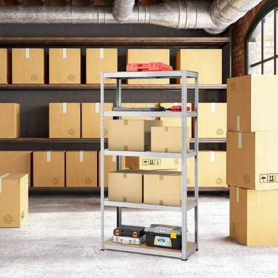 72"Kitchen Storage Organizer Shelf Rack Heavy Duty w/5 Adjustable Height Shelves - Silver