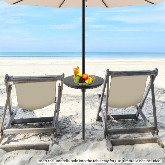 23" Adjustable Patio Umbrella Table - Black