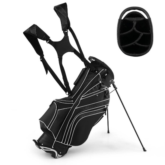 Costway Golf Stand Cart Bag with 6-Way Divider Carry Pockets - black