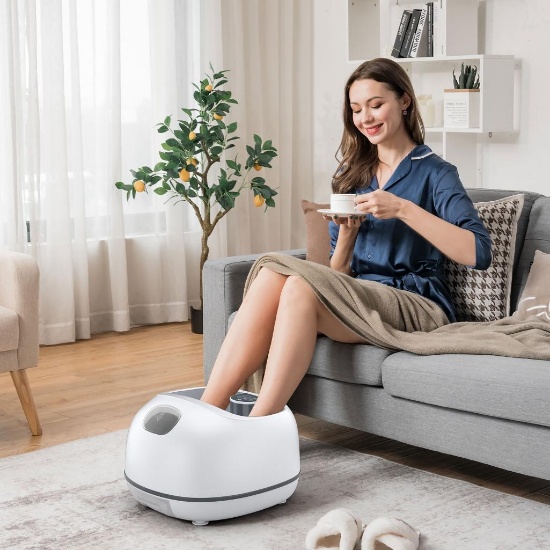 Costway Steam Foot Spa Massager Foot Bath Massager With 3 Heating Levels - White
