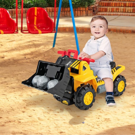 Kids Ride On Bulldozer Toy Play Truck with Adjustable Bucket Aged 3+ Years Old - Yellow
