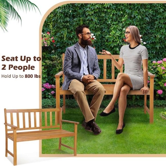 Costway Natural Acacia Garden Bench