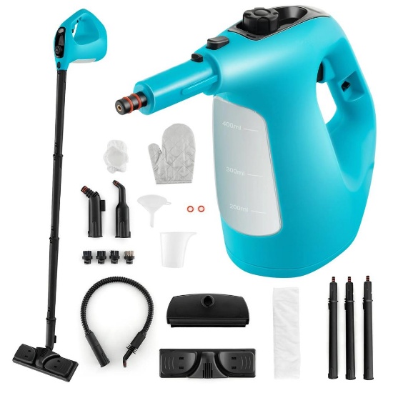 Costway 1400W Multipurpose Handheld Steam Cleaner Steam Mop - Blue