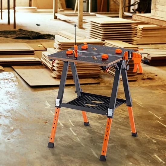 Costway 2-in-1 Folding Work Table and Sawhorse with 454 kg Max Load