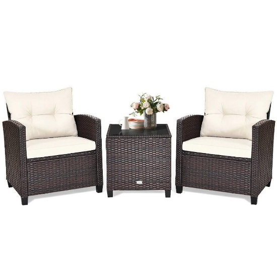 Costway 3 Pieces Patio Rattan Furniture Set