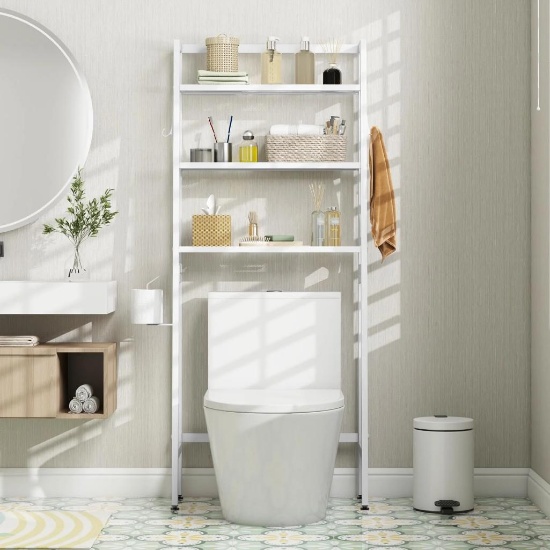 Giantex Over The Toilet Storage Shelf - 3-Tier Freestanding Above Toilet Rack White