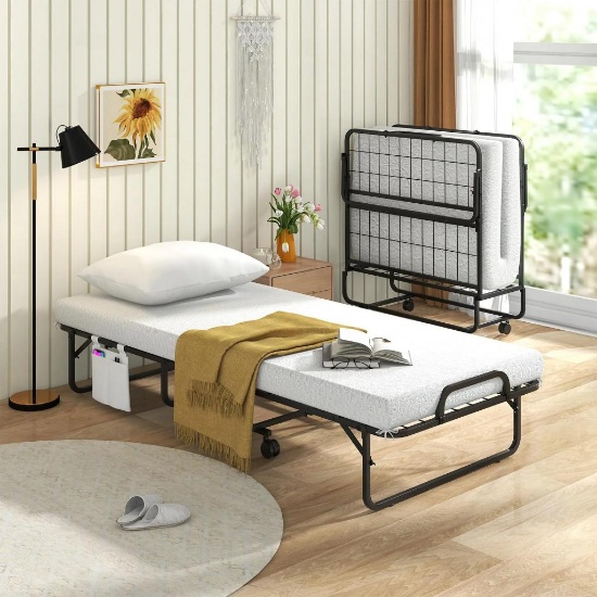 Giantex Folding Portable Guest Bed w/Metal Frame, 75" x 31"
