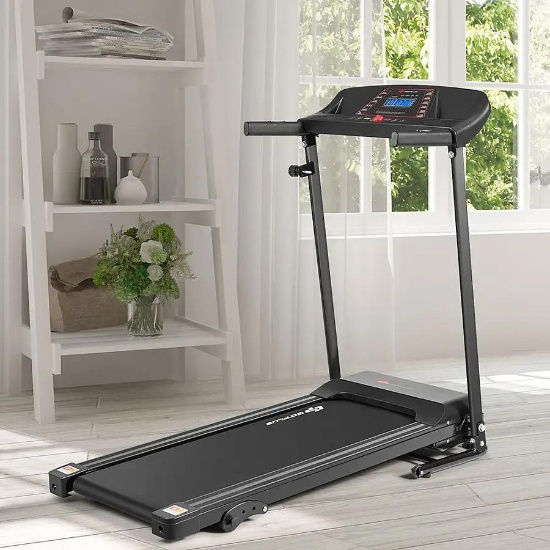 Costway - 1.0HP Folding Treadmill Electric Support Motorized Power Running Machine Trainer - Black