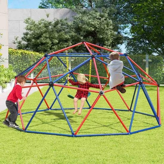 Costway Red Kids Climbing Dome and Jungle Gym Playground Set