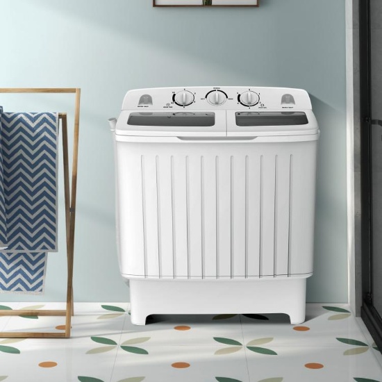 20 lbs Portable Washing Machine with Built-in Gravity Drain - White