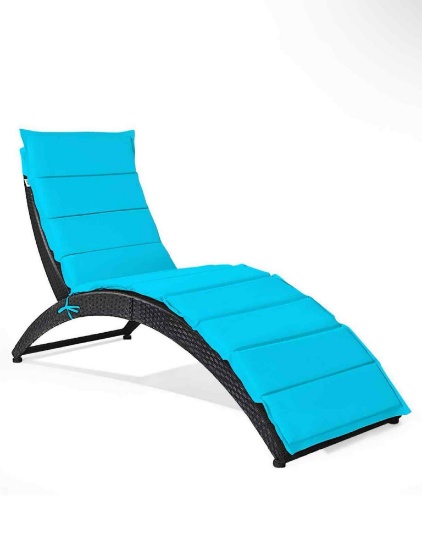 Foldable Patio Lounge Chair, Outdoor Rattan Chair