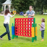 Costway Jumbo 4-to-Score Giant Game Set with 42 Jumbo Rings and Quick-Release Slider