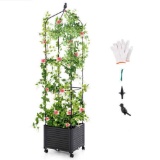 Indoor Outdoor Raised Garden Bed With Trellis And Self-Drainage
