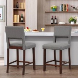 Costway 2 Piece Bar Chair Set with Hollowed Back and Rubber Wood Legs - Gray #JV10939GR