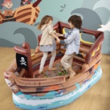 Kids Inflatable Pirate Ship Playhouse With Built-in Motor - Brown NP11704US-BN