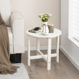 Costway 18'' Patio Round Adirondack Side Table - White