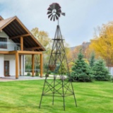 8ft Ornamental Windmill, All-Weather - Gray