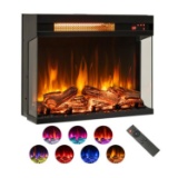 23 Inch 3-Sided Electric Fireplace 1500W Recessed Fireplace Insert - black
