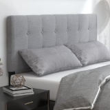 Giantex Linen Upholstered Headboard, Adjustable Width Button Tufted Headboard - Gray