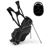 Costway Golf Stand Cart Bag with 6-Way Divider Carry Pockets - black