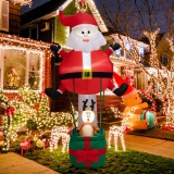Costway 8 FT Inflatable Santa Claus & Reindeer Giant Hot Air Balloon