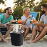 3-in-1 Outdoor Camping Portable Lightweight Cooler Bar Table w/Convenient Handle