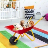 Outdoor Garden Backyard Play Toy Kids Metal Wheelbarrow - Red