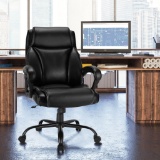Costway Big & Tall Leather Office Chair Adjustable High Back - black