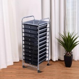 Costway 10 Drawer Rolling Storage Cart Scrapbook Office School Organizer - Black