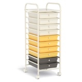 Costway 10 Drawer Rolling Storage Cart Scrapbook Office School Organizer - Yellow