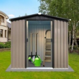 4FTx6FT Outdoor Metal Storage Shed with Sliding Doors & Apex Roof - Beige/Tan PARTIAL (Only box 2