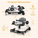 Costway 4-in-1 Baby Walker Foldable Activity Push Walker Adjustable White/black