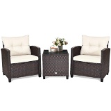 Costway 3 Pieces Patio Rattan Furniture Set